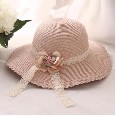 Summer Fashion Design Wide Brim Flowers Lace Straw Hat Grils Flower Foldable   eb-11850275